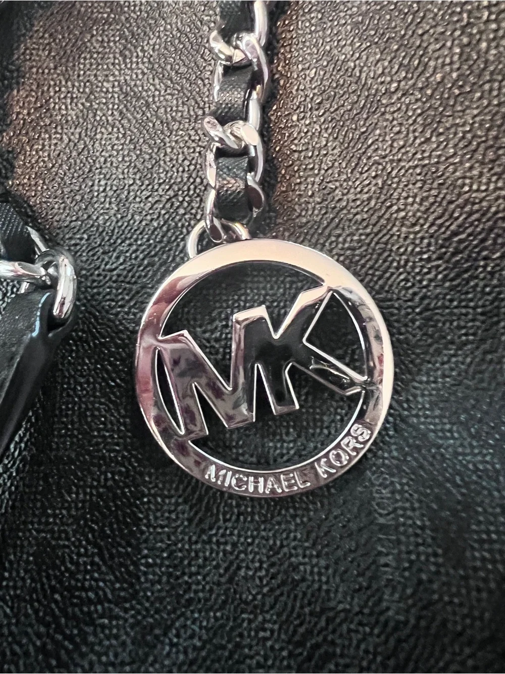 Michael Kors Black Logo-Print Chain Tote with MK Charm